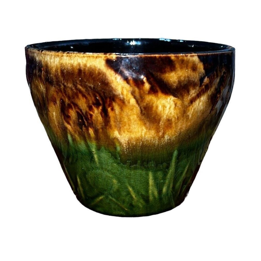 VTG Robinson Ransbottom Pottery Planter Jardiniere Sun & Moon Roseville OH 5”